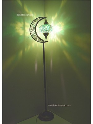 Köşe Lambası,dekoratif Lambader,ev Dekoratif Aydınlatma Mozaik Lamba El Işi Hilal Model 10