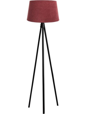 Oval 3 Ayak Tripod Lambader Abajur Köşe Lambası Ahşap Siyah