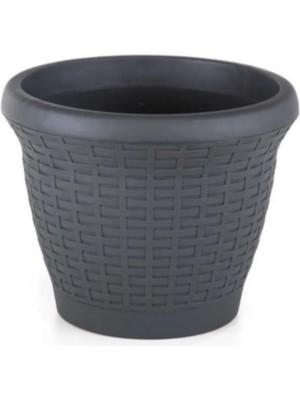 Omnipazar SO-HS06 Plastik Hasır Desenli Dekoratif Saksı 42 Litre No 6