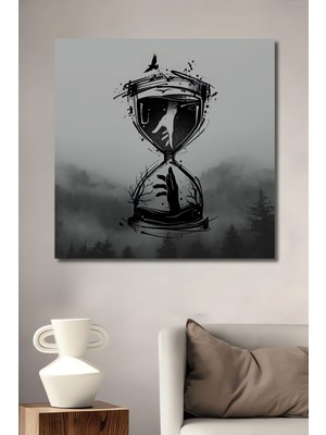 Dekoratif Dikey Kum Saati Soyut Sanat Duvar Tablo Ahşap Dikdörtgen Tablo