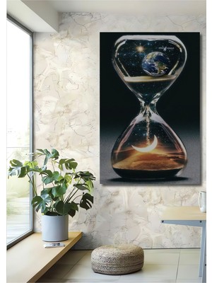 Dekoratif Dikey Kum Saati Modern Sanat Duvar Tablo Ahşap Dikdörtgen Tablo