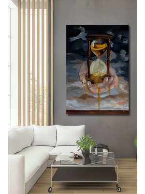 Dekoratif Dikey Soyut Sanat Zamanı Tutmak Kum Saati Duvar Tablo Ahşap Dikdörtgen Tablo