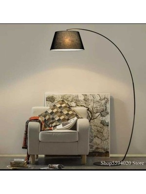 Retro Metal Dekoratif Rustik Siyah C Kol Başlık Köşe Lambası Lambader Başlık Çap:45  cm