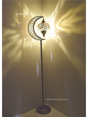 Köşe Lambası,dekoratif Lambader,ev Dekoratif Aydınlatma Mozaik Lamba El Işi Hilal Model 4