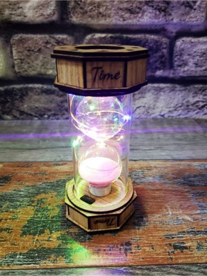 Ahşap Işıklı Dekoratif Kum Saati