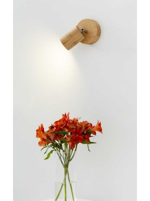 Silindir Yansıtma Tasarımlı Çift Yönlü Ahşap Salon Hol Cafe Otel Duvar Aplik Avize