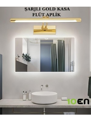 Flüt Şarjlı Gold Kasa Koridor LED Tablo Kuğu Duvar Aplik Şarjlı Pilli