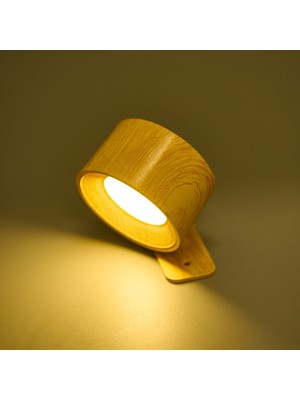 Şarjlı Taşınabilir LED Duvar Aplik - Kahverengi - 9 x 6 x 11  cm