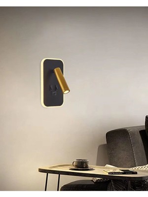 2722-03 Step Okuma Lambalı Aplik USB Çıkışlı Sarı Başlıklı