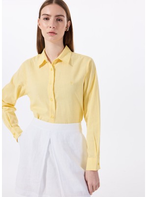Jeep Relaxed Gömlek Yaka Düz Sarı Kadın Gömlek J5SL-GML7153