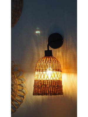Doğal Rattan "sole" Aplik - Naif ve Şık Duvar Lambası