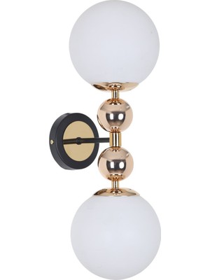 Misket Siyah Gold 2 Beyaz Camlı Aplik