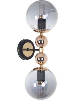 Misket Siyah Gold 2 Füme Camlı Aplik