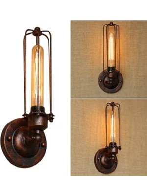 Retro,vintage,rustik Fırçalı Bakır 1 x E27 Mafsallı Hareketli Başlık Metal Duvar Aplik