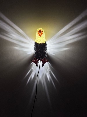 Realistik Kartal Aplik Modeli Adaptörlü - Kahverengi-Turuncu- Dekoratif Aydınlatma