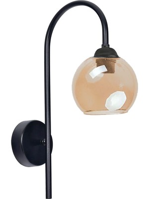 Anna Modern Baston Metal Kollu Cam Başlıklı Aplik Yatak Odası Bar Restoran Otel Aplik