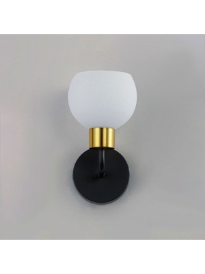 Metal Modern Siyah Opal Camlı Dekoratif Rustik Duvar Aplik