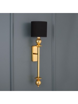 Nereid Gold Rengi Aplik  Siyah Kumaş Başlık Şık Pilli Duvar Apliği