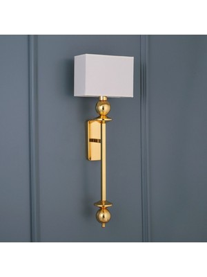 Neptün Gold Rengi Aplik Kumaş Başlık Şık Pilli Duvar Apliği