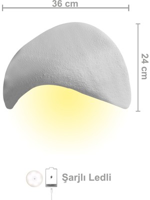 Lore Serisi Aplik - Şarjlı Ledli - 36  cm  - Beton Grisi