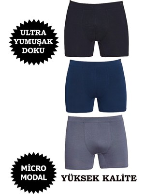 Erkek Micro Modal Boxer Yüksek Kalite 3'lü Paket