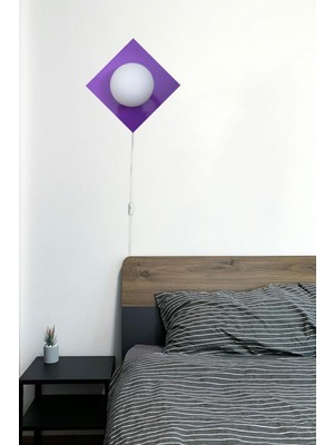 Kare Aplik Fişli Eflatun