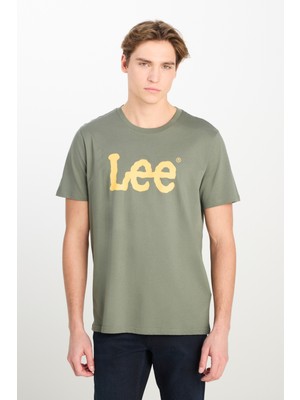 %100 Pamuk Regular Fit Normal Kesim Bisiklet Yaka Haki Tişört