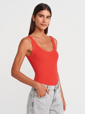 21053 Askılı Bodysuit-Kırmızı