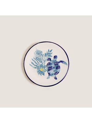 Chios Kaplumbağa 1 Mini Pasta Tabağı 15 cm Mavi/beyaz