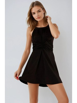 Kadın Siyah Şortlu Elbise Mayo HZL26S-AR19211