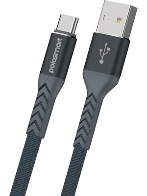Polosmart PBS414 Type-C Şarj ve Data Kablosu 1.2 Metre Gri
