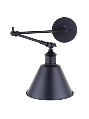 Siyah Mafsallı Hareketli Başlık Akrobat Okuma Lambası  Duvar Aplik