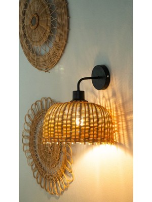 Rattan Aplik 25 x 30 cm  "stone"  - El Yapımı Doğal Aydınlatma