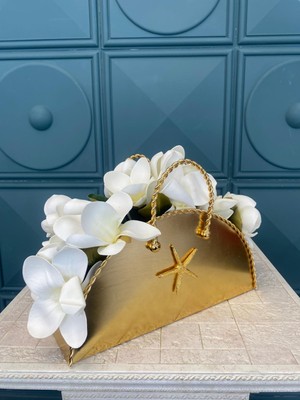 Çanta Saksılı Manolya Aranjmanı Gold Renk