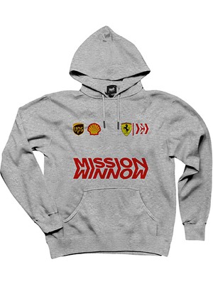 F1 Sponsor Gri Kapşonlu Sweatshirt Hoodie