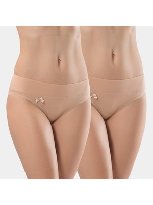 Türen Kadın Beli Lastikli Likralı 2'li Pamuklu Bikini Külot 955/TEN