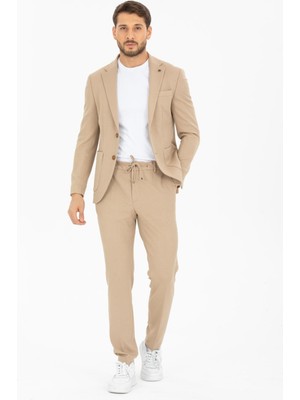 Spor Erkek Takım Elbise İpli Slim Fit ( Full Likralı )