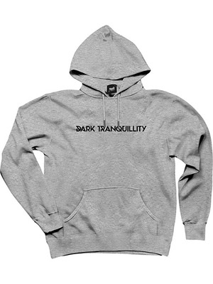 Dark Tranquillity Logo Gri Kapşonlu Sweatshirt Hoodie