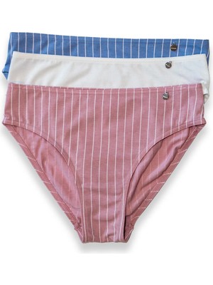 Kom Stripe 3'lü Kadın Bikini Külot