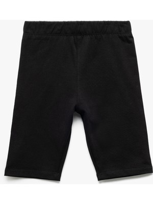 Koton Pamuklu Kısa Tayt Beli Lastikli Kız Çocuklar İçin Siyah Renk Günlük Rahatlık