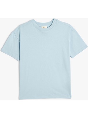 Koton Basic Oversize Tişört Kısa Kollu Bisiklet Yaka Pamuklu