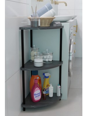Çevirmeli Kurulum 3 Katlı Köşe Rafı Çok Amaçlı Organizer Banyo Mutfak Çamaşır Odası Kullanımı