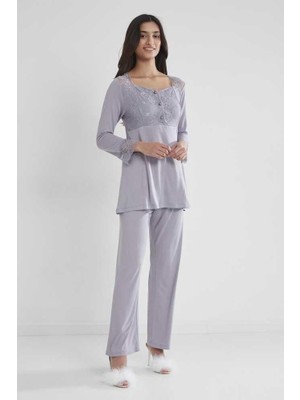 Pierre Cardin Kadın Penye Dantelli Pijama Takımı 1241 Royal