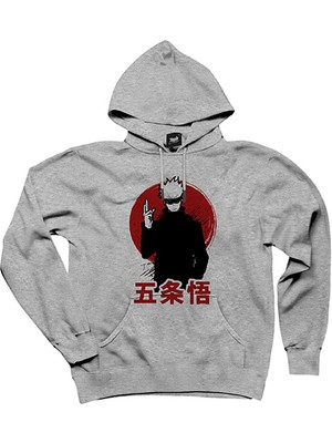 Jujutsu Kaisen Megumi Fushiguro Cartoon Gri Kapşonlu Sweatshirt Hoodie