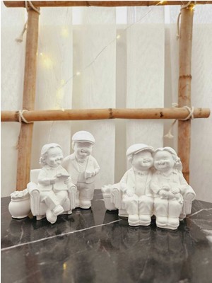 Minimal 2'li Yaşlı Çift Biblo Set (2 Ürün Gönderilecektir)