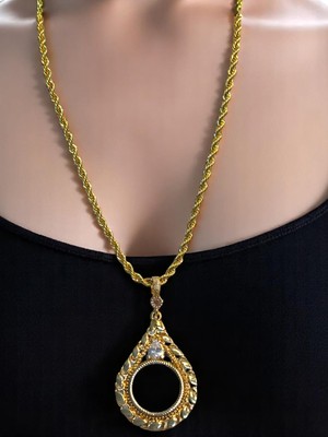 Helios Yarım Altın Çerçeveli Kolye (Altın Kaplama)