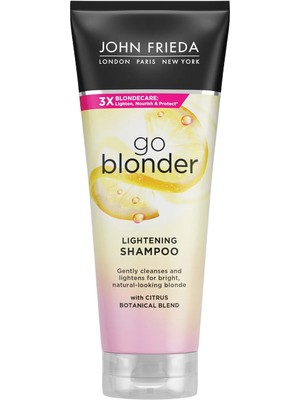 John Frieda Sheer Blonde Sarı Saçlar İçin Işıltı ve Renk Koruma Şampuanı, Amonyak ve Peroksit İçermez, 250 ml