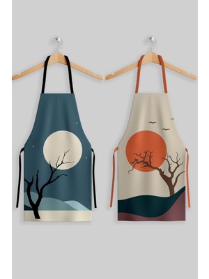 Ays Home Manzara Desenli Kumaş 2'li Mutfak Önlüğü Seti (60X70)