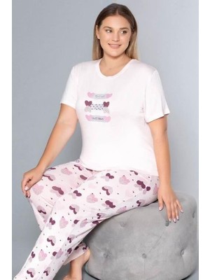 Büyük Beden Battal Viskon Kısa Kol Yazlık Pijama Takımı Dowry B08-77