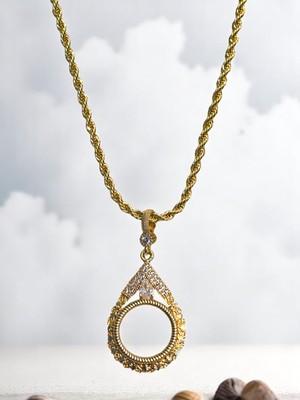 Selua Yarım Altın Çerçeveli Kolye (Altın Kaplama)